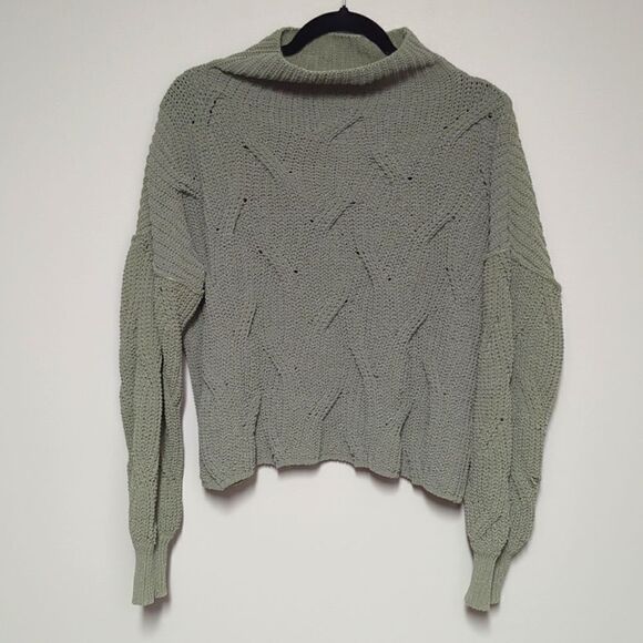 Poof Apparel Green Mock Turtleneck Sweater - Picture 1 of 6